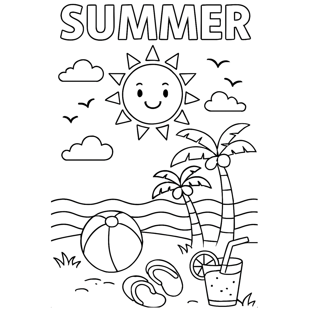 Flashcard Từ Vựng Tiếng Anh - Tô màu Chủ Đề Mùa Hè