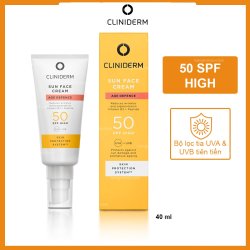 Cliniderm Sun Face Cream SPF50 40ml Kem chống nắng ngăn lão hóa, kiềm dầu