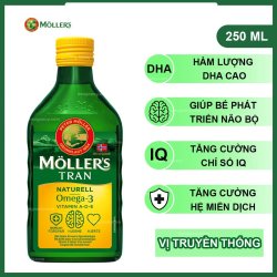 Omega 3 MOLLERS Tran Naturell 250ml | Dầu gan cá tuyết Omega 3 | Hương vị truyền thống