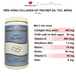 Fitness Pharma – Viên uống Collagen thủy phân hỗ trợ đẹp da, tóc, móng (Nội địa Na Uy, 75 viên)