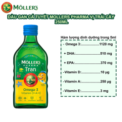 MOLLERS Pharma Tran Tutti Frutti 250ml Vitamin A-D-E | Hương vị trái cây