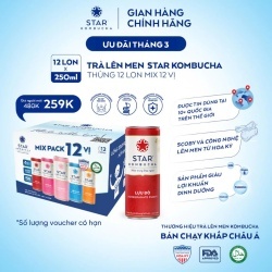 Thùng 12 lon trà lên men Star Kombucha mix 12 vị (250ml/lon)