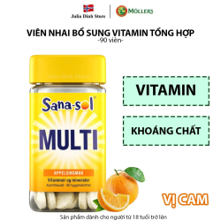 Viên nhai Vitamin tổng hợp SANA-SOL MULTI vị cam (90 viên)