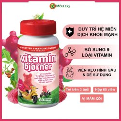 Kẹo dẻo bổ sung VITAMIN hình chú gấu Bjorner  | Hương vị quả mâm xôi Hộp [60 Viên]
